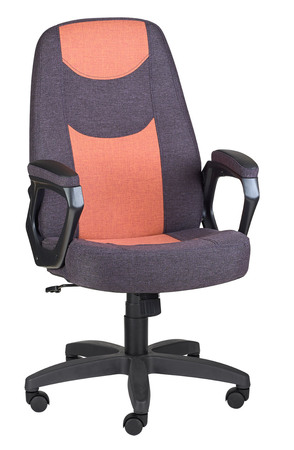 Кресло на колесах Амиго 511 ультра Хоум ткань рогожка 13/28 серый оранж, крестовина пластик, подлокотники с мягкими накладками, механизм качания