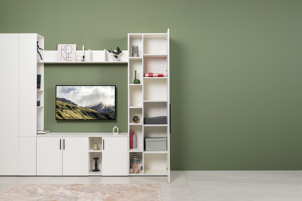 Гостиная Эйр композиция 2 белый PE шагрень, собирается на любую сторону