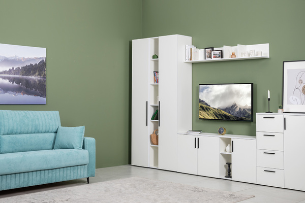 Гостиная Эйр композиция 2 белый PE шагрень, собирается на любую сторону