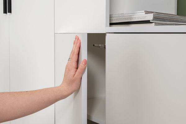 Гостиная Эйр композиция 1 белый PE шагрень, собирается на любую сторону