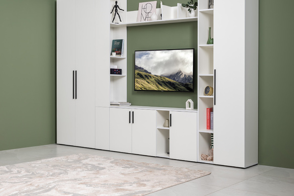 Гостиная Эйр композиция 1 белый PE шагрень, собирается на любую сторону