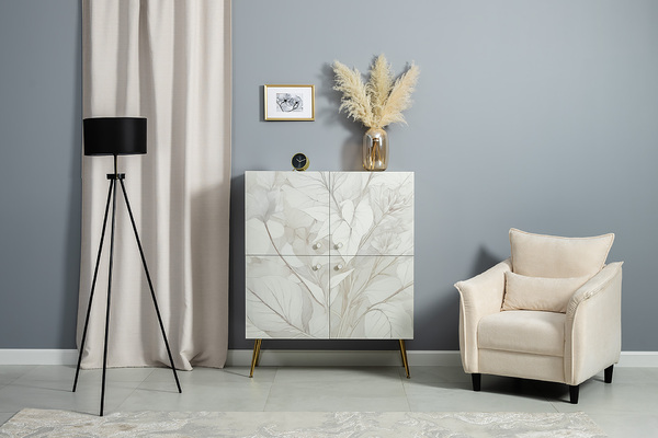 Шкаф Флоу 16.329 кашемир 5981 BS, белый PE шагрень, фотопечать