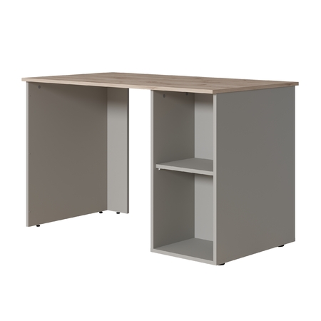Стол письменный Лайт 12.163 серый шифер, дуб белый exclusive OW D4430, сборка на любую сторону, два варианта сборки тумбы