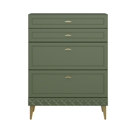 Комод Марион 16.249 дымчатый зеленый K521, олива шагрень AG 1050 ПВХ, белый PE шагрень