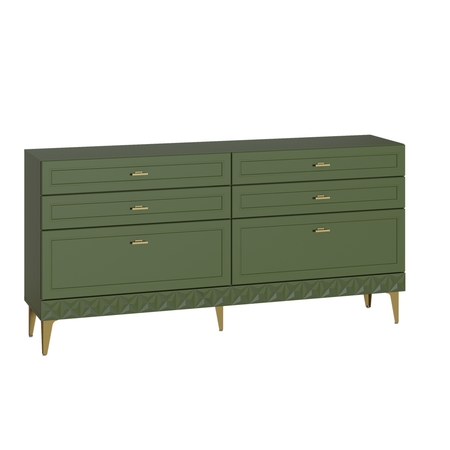 Комод Марион 16.256 дымчатый зеленый K521, олива шагрень AG 1050 ПВХ, белый PE шагрень