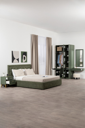 Шкаф для одежды Марион 16.340.03 дымчатый зеленый K521, олива шагрень AG 1050 ПВХ (собирается на любую сторону)