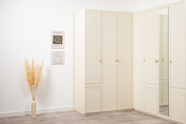 Шкаф-пенал Марион 16.340.01 слоновая кость С341 PE, слоновая кость 6898 ПВХ (собирается на любую сторону)