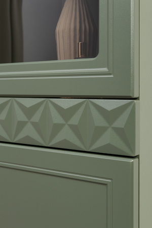 Гостиная Марион композиция 1 дымчатый зеленый K521, олива шагрень AG 1050 ПВХ, белый PE шагрень (собирается на любую сторону)