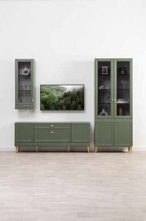 Тумба Марион 16.167 дымчатый зеленый K521, олива шагрень AG 1050 ПВХ, белый PE шагрень