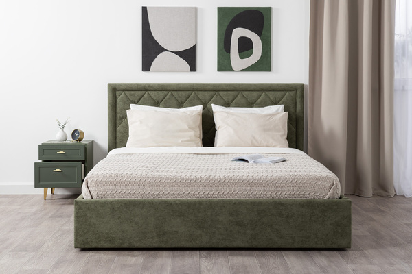 Тумба прикроватная Марион 16.14 дымчатый зеленый K521, олива шагрень AG 1050 ПВХ, белый PE шагрень