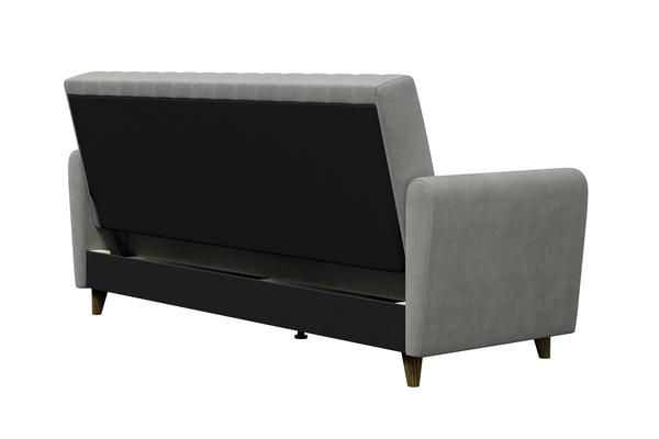 Диван-кровать прямой Монако велюр Вивальди 7 светло-серый с пружинным блоком (высота опор - 120мм)