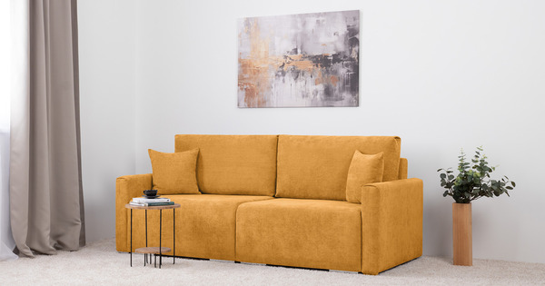 Диван-кровать прямой Оксфорд 714 композиция 3, STORM 8 горчичный, модульная система