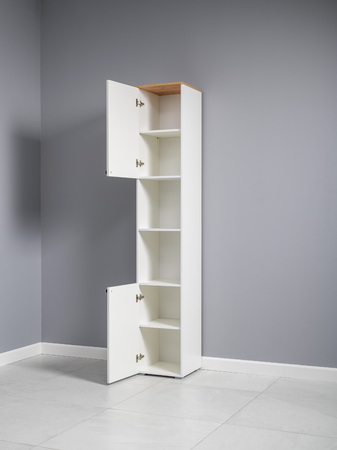 Стеллаж Остин 16.427 белый PE шагрень, дуб золотой CRAFT, белая шагрень 4101 ПВХ, сборка на любую сторону