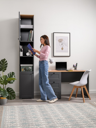 Стеллаж Остин 16.427 серый графит 0162 РЕ, дуб золотой CRAFT, графит ZB 856-2 ПВХ, сборка на любую сторону