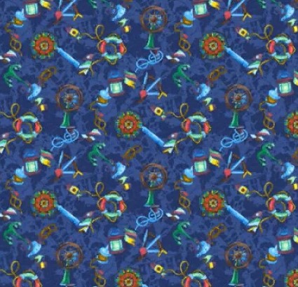 Детское кресло без подлокотников Логика обивка ткань саржа Т45 якоря на синем, крестовина пластик, без качания