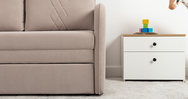 Диван-кровать прямой Юта (120) ТД 524 велюр Вивальди 4 серо-сливочный